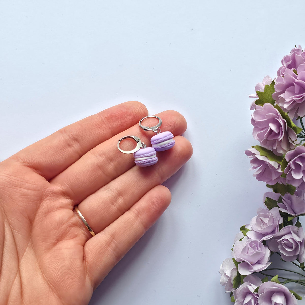 Little Purple Macaron Huggie Earrings