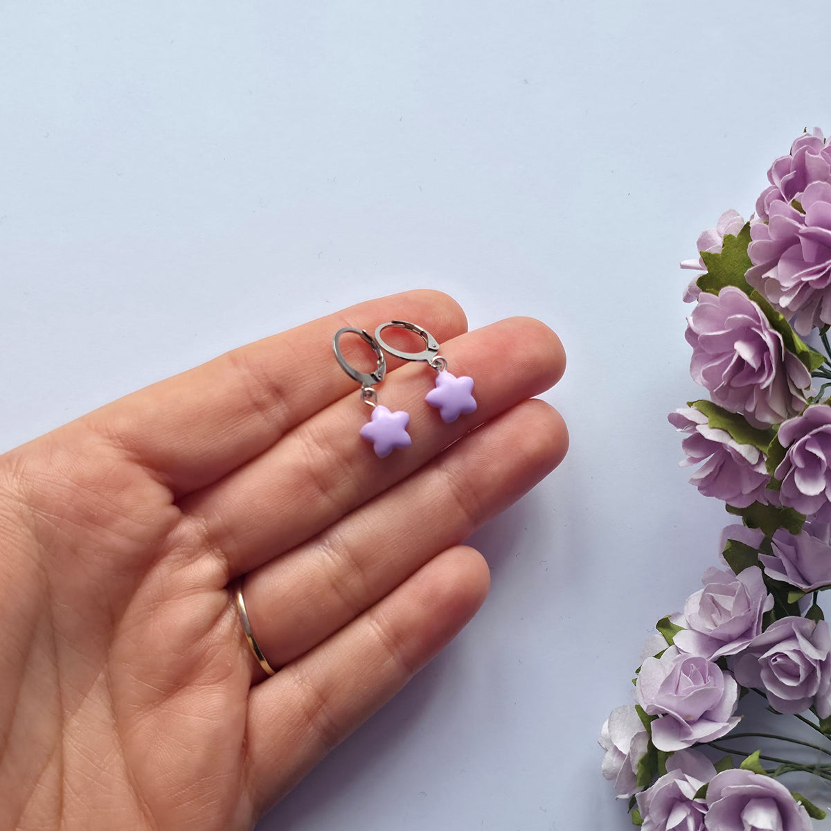 Little Purple Star Huggie Earrings