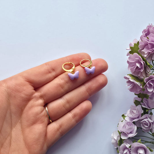 Little Purple Butterfly Huggie Earrings